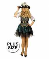 Grote maat groene dames musketiers jurk